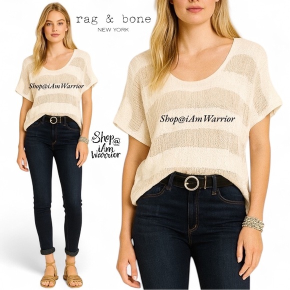 Rag & Bone textured stripe slouchy cotton-blend sweater *shop@iamwarrior
